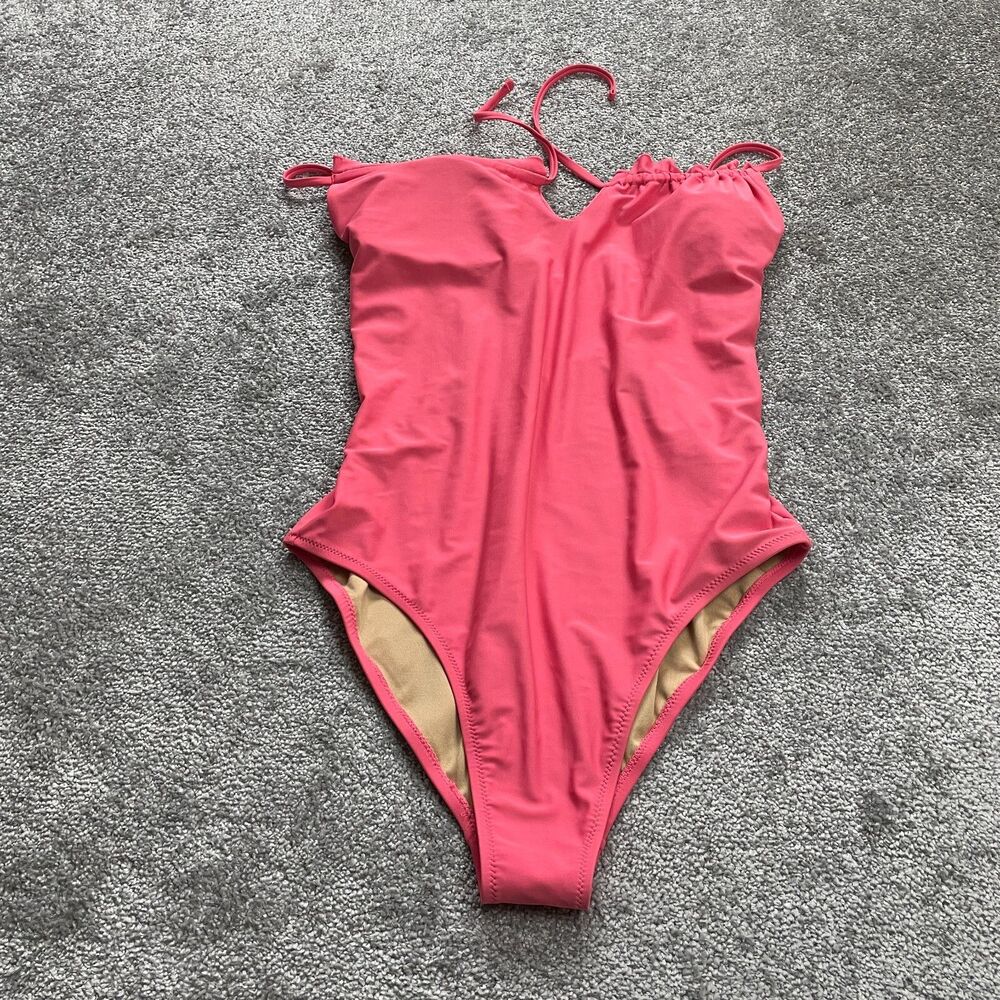 Old Navy Swimsuit Womens Large Solid Pink Padded One Piece Backless Bathing Suit